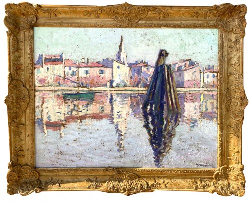 Sailboat in a port in the south of France - Paul MADELINE (1863-1920)
