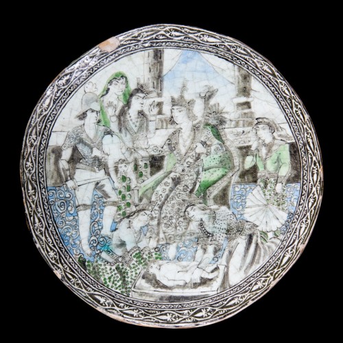 Médaillon Jugement de Salomon Iran Qadjar - Céramiques, Porcelaines Style 