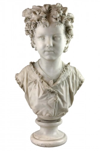 Bust of a young girl - Contantino Pondiani ( 1837-1922)