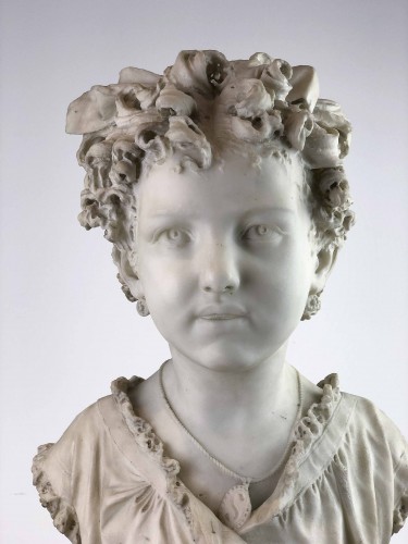 Bust of a young girl - Contantino Pondiani ( 1837-1922) - Sculpture Style 