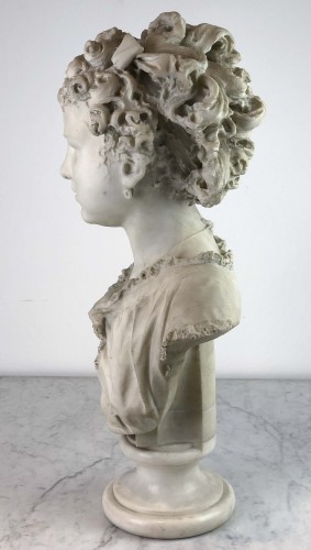 19th century - Bust of a young girl - Contantino Pondiani ( 1837-1922)