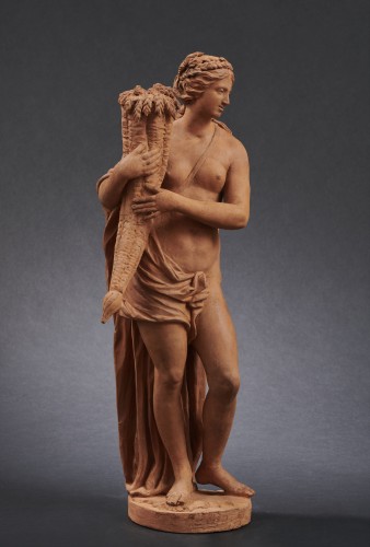 Cérès (l'Eté) et Vertumne (L'Automne) - Terre cuite, France seconde moitié du XVIIIe - Sculpture Style Louis XVI