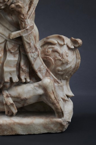 Renaissance - Jaspard Marsy -Kneeling roman soldier, alabaster, North of France, 17th c.