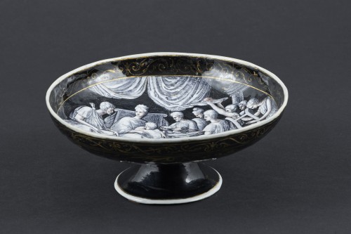 Coupe ronde en émail peint - Le Festin de Didon et Énée Limoges 1540-1560 - Objet de décoration Style Renaissance