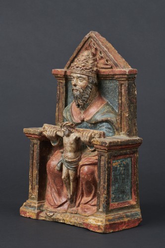 Dieu le Père en pierre polychromée Lorraine première moitié du XVIe siècle - Sculpture Style Renaissance