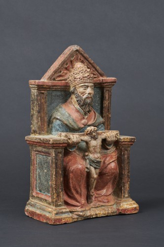 XVIe siècle et avant - Dieu le Père en pierre polychromée Lorraine première moitié du XVIe siècle