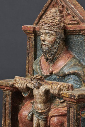 Antiquités - Dieu le Père en pierre polychromée Lorraine première moitié du XVIe siècle