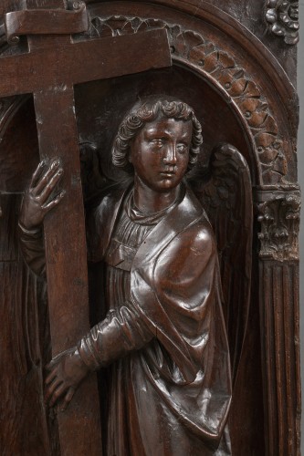 Panneau monumental orné d'un ange - Italie du Nord, début du XVIe siècle - Sculpture Style Renaissance