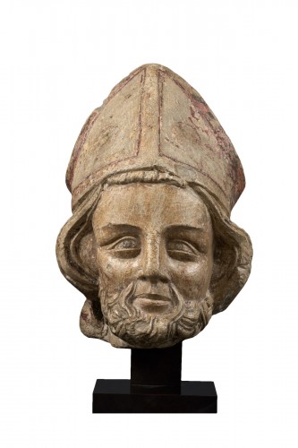 Gothic Bishop's Head - Burgundy, Early 14th Century