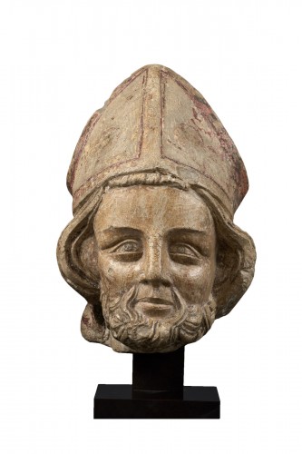 Gothic Bishop&#039;s Head - Burgundy, Early 14th Century