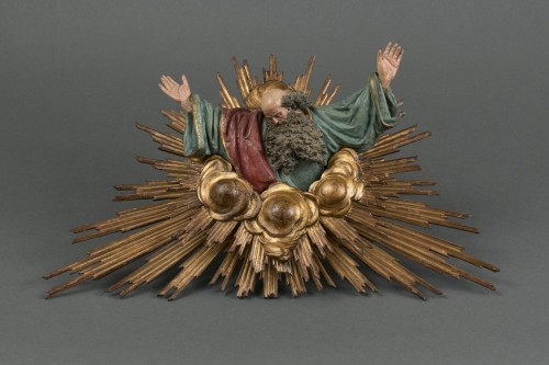 Dieu le Père, terre cuite polychrome, bois et verre incrusté - Naples fin du XVIIIe - Directoire