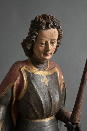 Grand Saint Georges en bois polychrome - Souabe ou Tyrol, fin du XVe siècle - Sculpture Style Moyen Âge