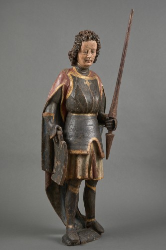Sculpture  - Saint George in polychrome wood - Swabia or Tyrol, End of the 15th century 
