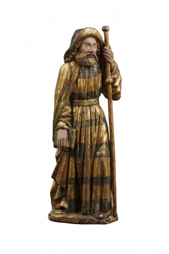Saint Jacques en bois polychromé et doré, Espagne premier quart du XVIe siècle