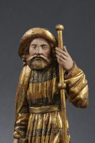 Sculpture Sculpture en Bois - Saint Jacques en bois polychromé et doré, Espagne premier quart du XVIe siècle