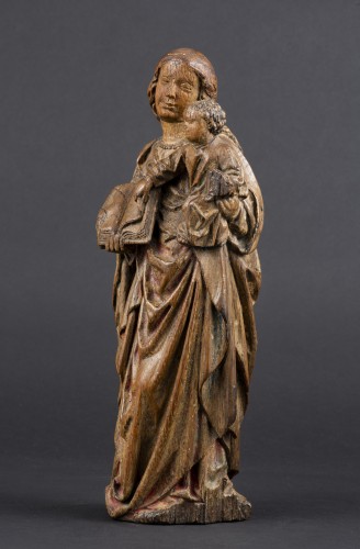 Vierge à l'Enfant - Ancienne Collection Bresset, Chêne, Utrecht, Fin du XVe Siècle - Sculpture Style Moyen Âge