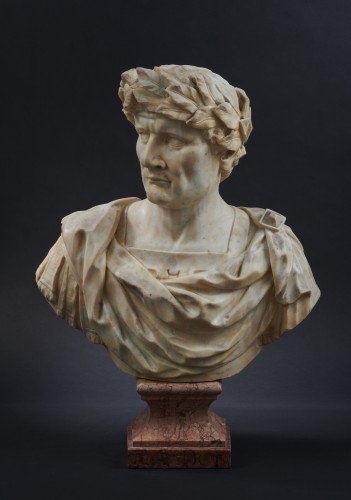 Buste en marbre de l'empereur Titus, Italie du Nord fin du XVIIe siècle - Sculpture Style Louis XIV