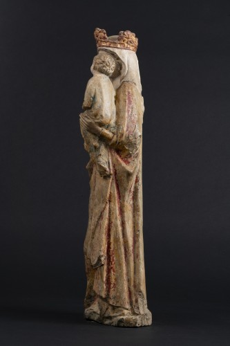 11th to 15th century - Virgin with Child polychromed limestone, Paris Basin 14th century