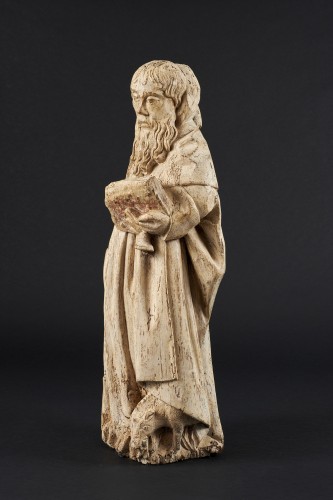 Sculpture  - Saint Antony in walnut - Former Netherlands, 15th century 