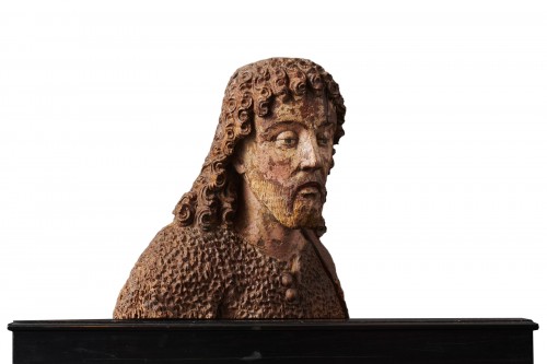 Bust of Saint John the Baptist in polychrome wood - Bavaria 16th Ccentury 