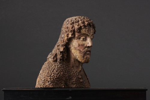 Sculpture  - Bust of Saint John the Baptist in polychrome wood - Bavaria 16th Ccentury 