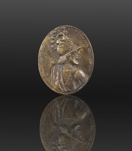 Médaille en bronze figurant Henri IV combattant un centaure v. 1601 d'après Guinier - Collections Style Renaissance