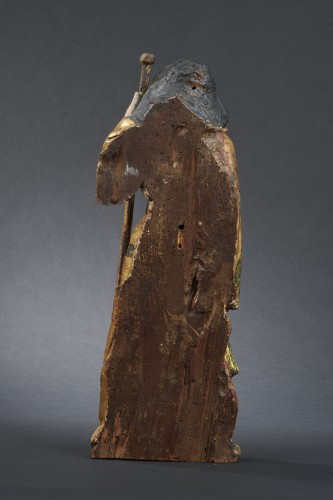 Saint Jacques en bois polychromé et doré, Espagne premier quart du XVIe siècle - Galerie Sismann