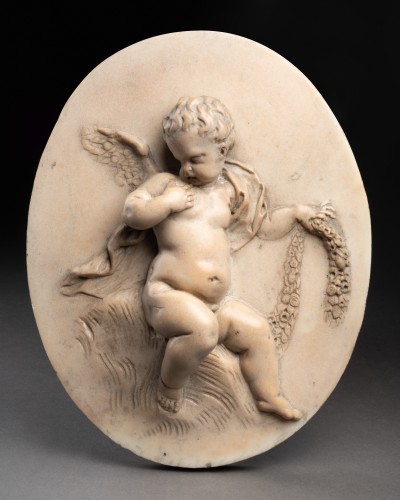 Médaillons en marbre représentant des Putto - Flandres XVIIIe siècle - Sculpture Style Louis XV