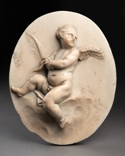 Médaillons en marbre représentant des Putto - Flandres XVIIIe siècle - Galerie Sismann