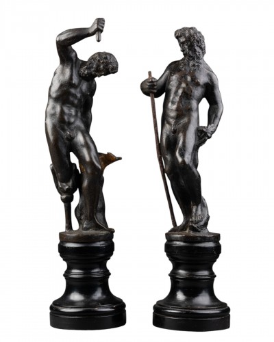 Vulcain et Neptune,  paire de bronzes vénitiens fin du XVIe siècle