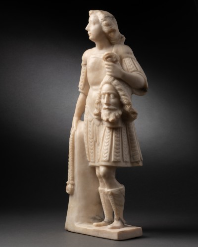 David and Goliath in Alabaster – Sicily (Trapani) 17th century - Sculpture Style Louis XIV