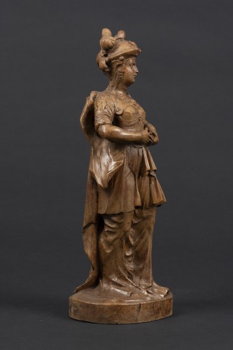 Figure féminine casquée - Allemagne du Sud, fin du XVIIe début du XVIIIe siècle - Sculpture Style Louis XIV
