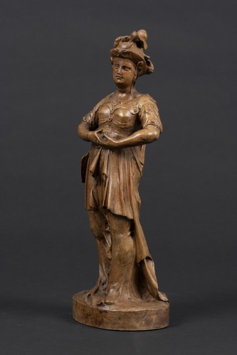 Sculpture Sculpture en Bois - Figure féminine casquée - Allemagne du Sud, fin du XVIIe début du XVIIIe siècle