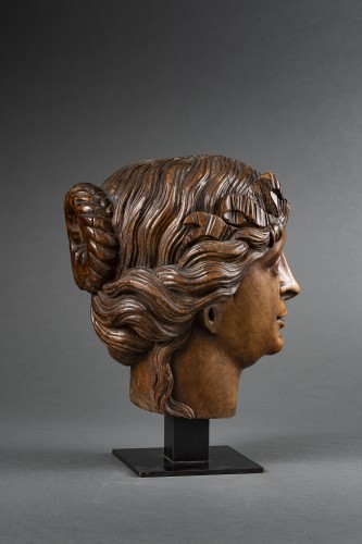 Tuscan Wooden Head - C. 1560-1580 - Sculpture Style Renaissance