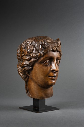 <= 16th century - Tuscan Wooden Head - C. 1560-1580
