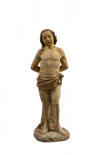 Saint Sebastian in limestone - Burgundy, End of the 15th century 