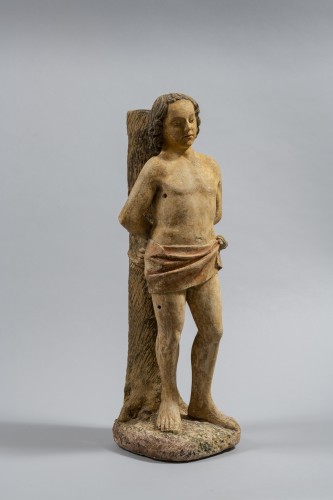Saint Sebastian in limestone - Burgundy, End of the 15th century  - Sculpture Style Middle age