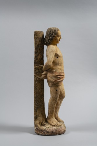 Sculpture  - Saint Sebastian in limestone - Burgundy, End of the 15th century 
