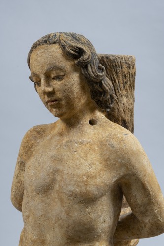 Saint Sebastian in limestone - Burgundy, End of the 15th century  - Middle age