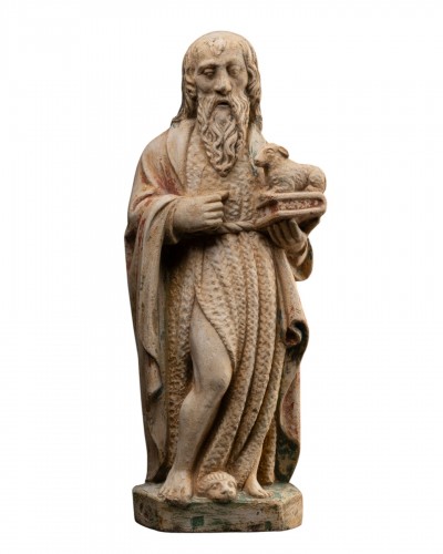 Saint Jean Baptiste en pierre calcaire - Bourgogne, XVe siècle