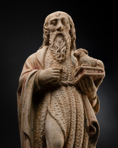 Sculpture  - Saint John the Baptiste in limestone - Burgundy, 15th century