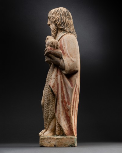 Saint John the Baptiste in limestone - Burgundy, 15th century - Middle age
