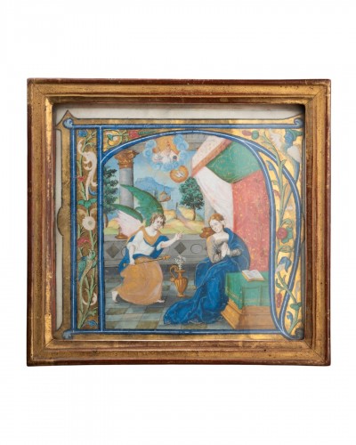 Initial "N": The Annunciation, Illumination on Vellum, Paris, 1520-1530