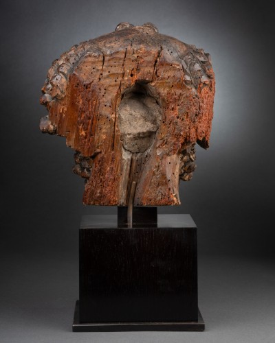 Sculpture Sculpture en Bois - Tête de saint Pierre - Bois polychrome, Rhin Supérieur début du XVIe siècle