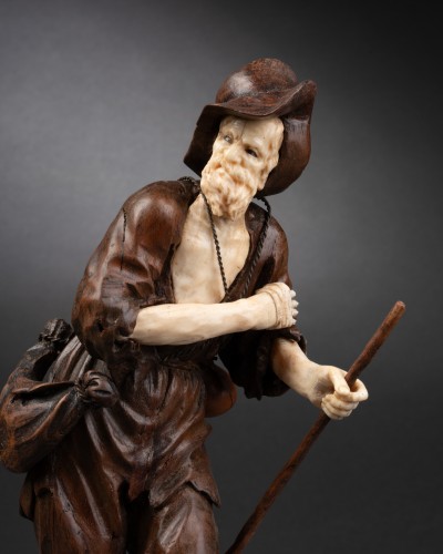 Sculpture Sculpture en Bois - Mendiant, Allemagne XVIIIe siècle suiveur de Simon Troger