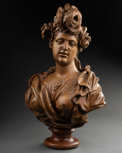 Atelier de Johann Baptist STRAUB, Buste de femme, Bavière vers 1750-1770 - Sculpture Style Transition