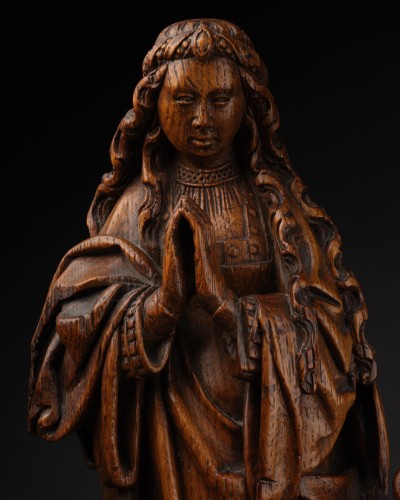 Sainte Marguerite en chêne, Pays-Bas Méridionaux, premier quart du XVIe siècle - Sculpture Style Moyen Âge