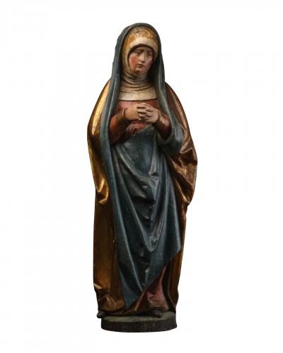 Vierge de calvaire en bois polychromé et doré, Souabe début du XVIe siècle