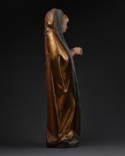 Vierge de calvaire en bois polychromé et doré, Souabe début du XVIe siècle - Galerie Sismann