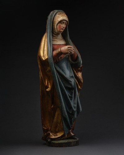XVIe siècle et avant - Vierge de calvaire en bois polychromé et doré, Souabe début du XVIe siècle